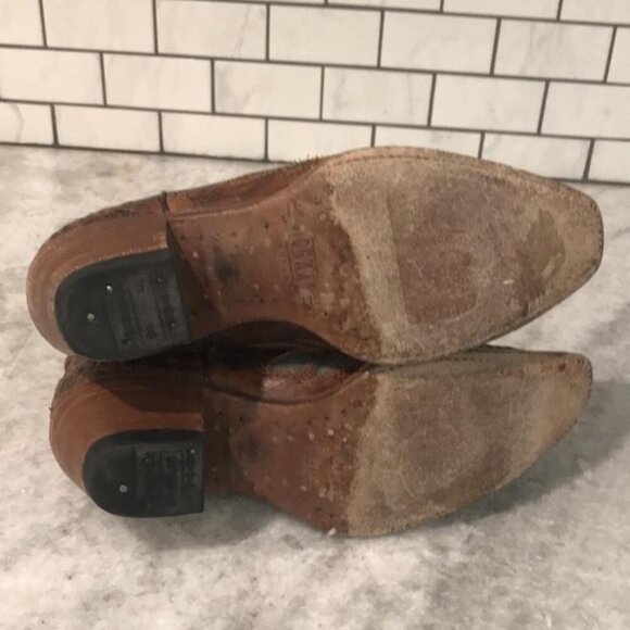 Corral Boots Womens Size 7 Brown Leather Western Fleur de Lis Inlay Snip Toe - Picture 11 of 12